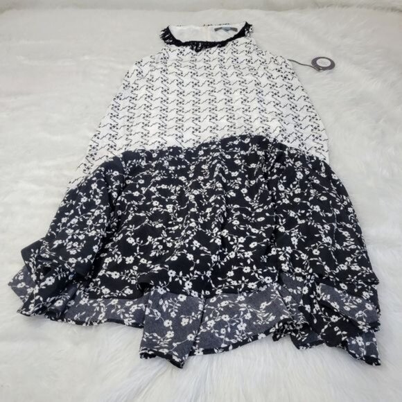 Eva Franco Claire Fringe Swing Hem High Low Knee Length Dress 8 - Picture 9 of 9